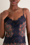 Navy and Rust Chrysanthemum Chintz Francesca Dress