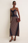 Navy and Rust Chrysanthemum Chintz Francesca Dress