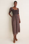 Navy and Rust Chrysanthemum Chintz Madeline Nap Dress