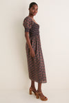 Navy and Rust Chrysanthemum Chintz Madeline Nap Dress