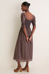 Navy and Rust Chrysanthemum Chintz Madeline Nap Dress