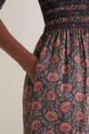 Navy and Rust Chrysanthemum Chintz Madeline Nap Dress