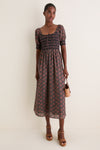 Navy and Rust Chrysanthemum Chintz Madeline Nap Dress