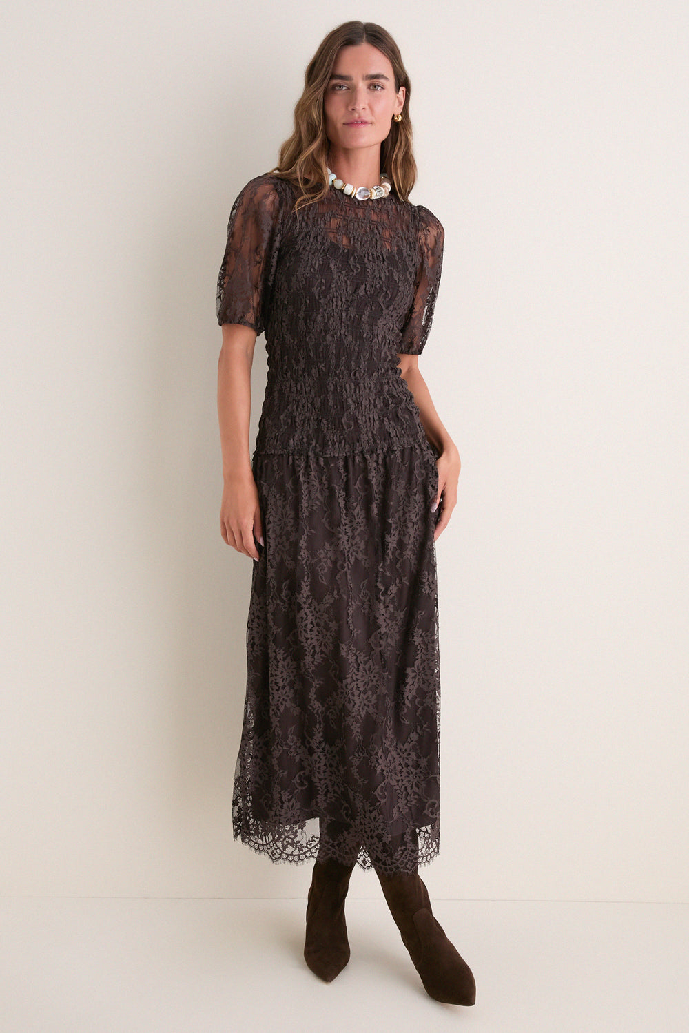 Chocolate Short Sleeve Dalia Nap Dress