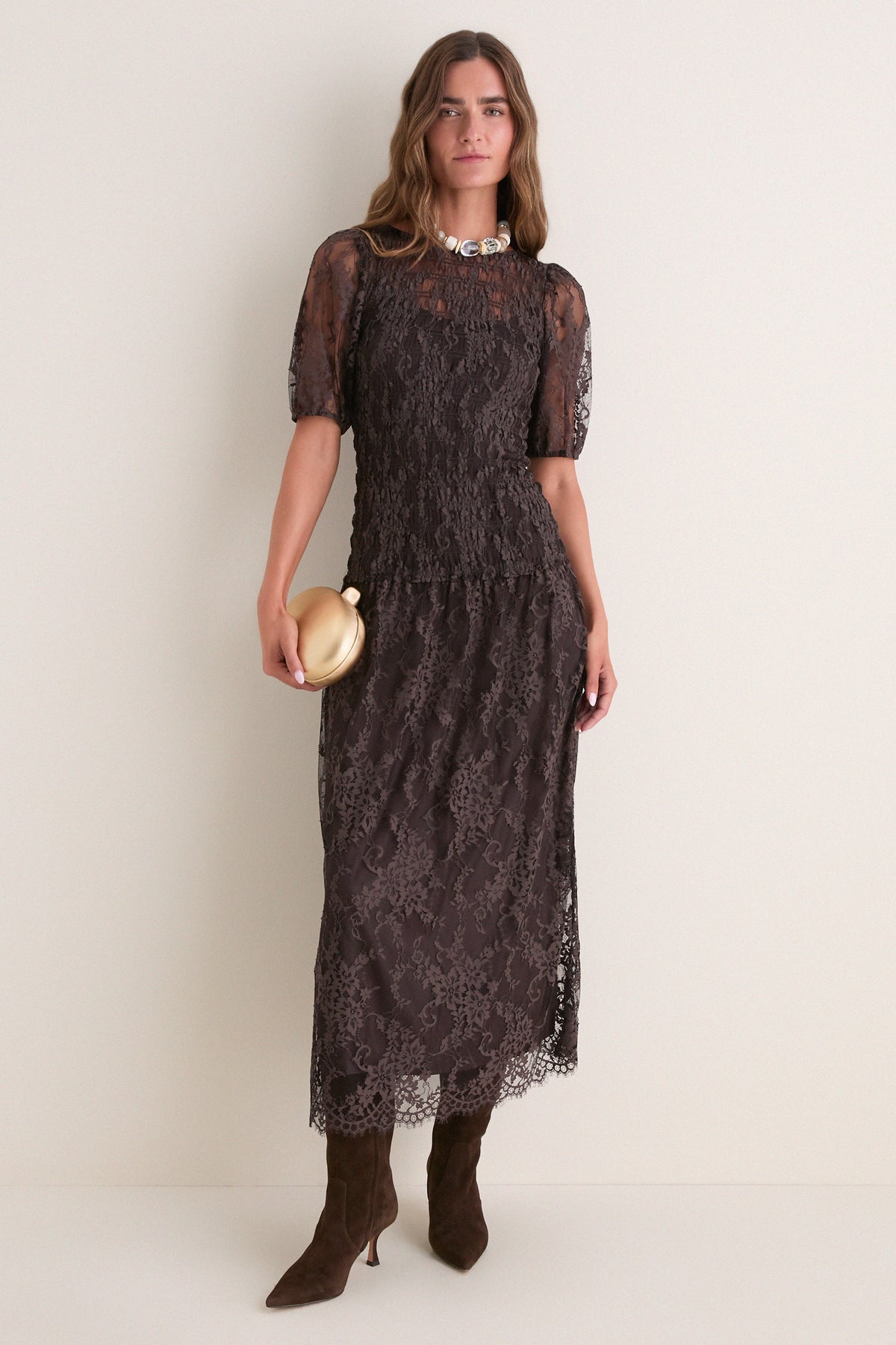 Chocolate Short Sleeve Dalia Nap Dress