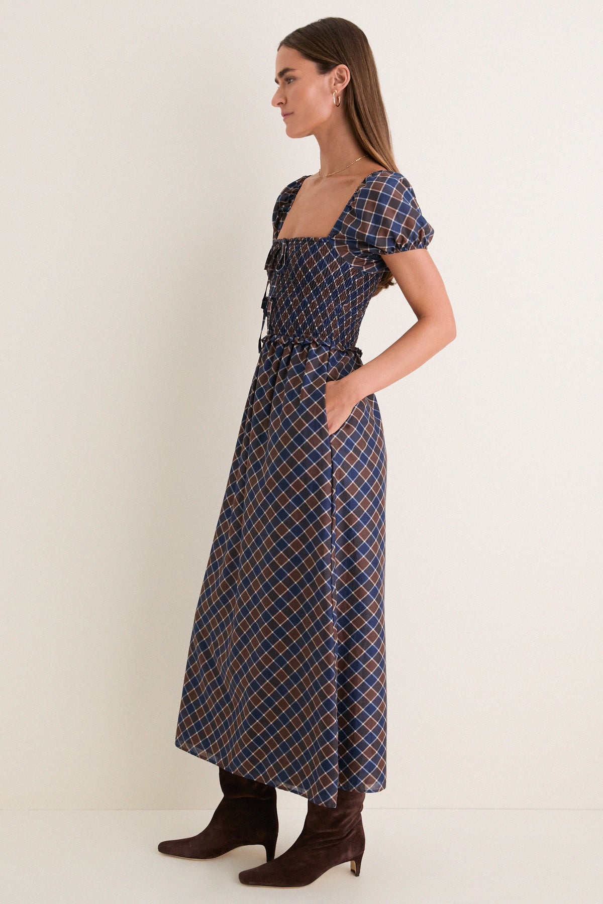 Chocolate and Navy Wilshire Plaid Aster Nap Dress