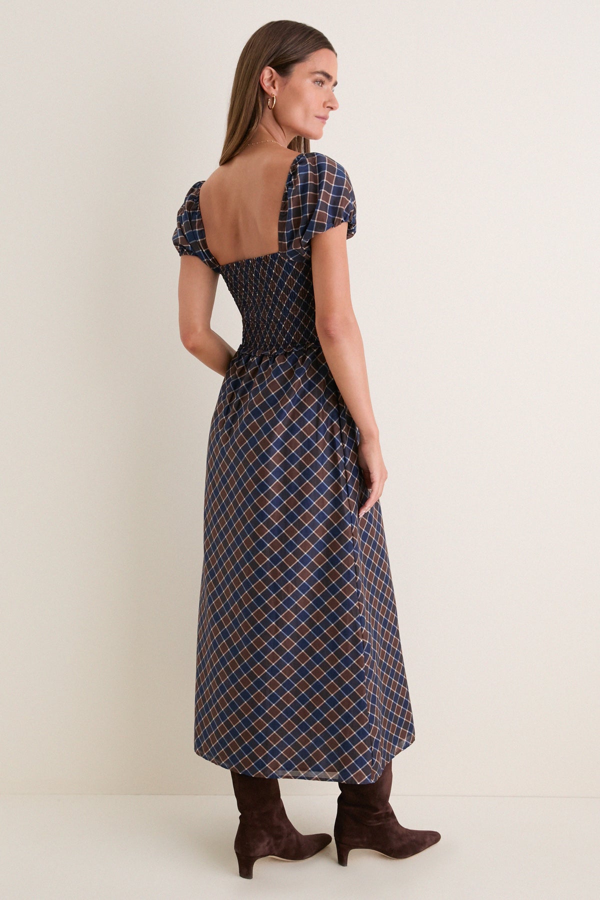 Chocolate and Navy Wilshire Plaid Aster Nap Dress
