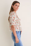 Ivory and Coral Sable Bouquet Camri Top