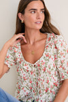 Ivory and Coral Sable Bouquet Camri Top