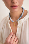 Shaded Blue Opal Gemstone Necklace with Shroomy Charm