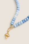 Shaded Blue Opal Gemstone Necklace with Shroomy Charm
