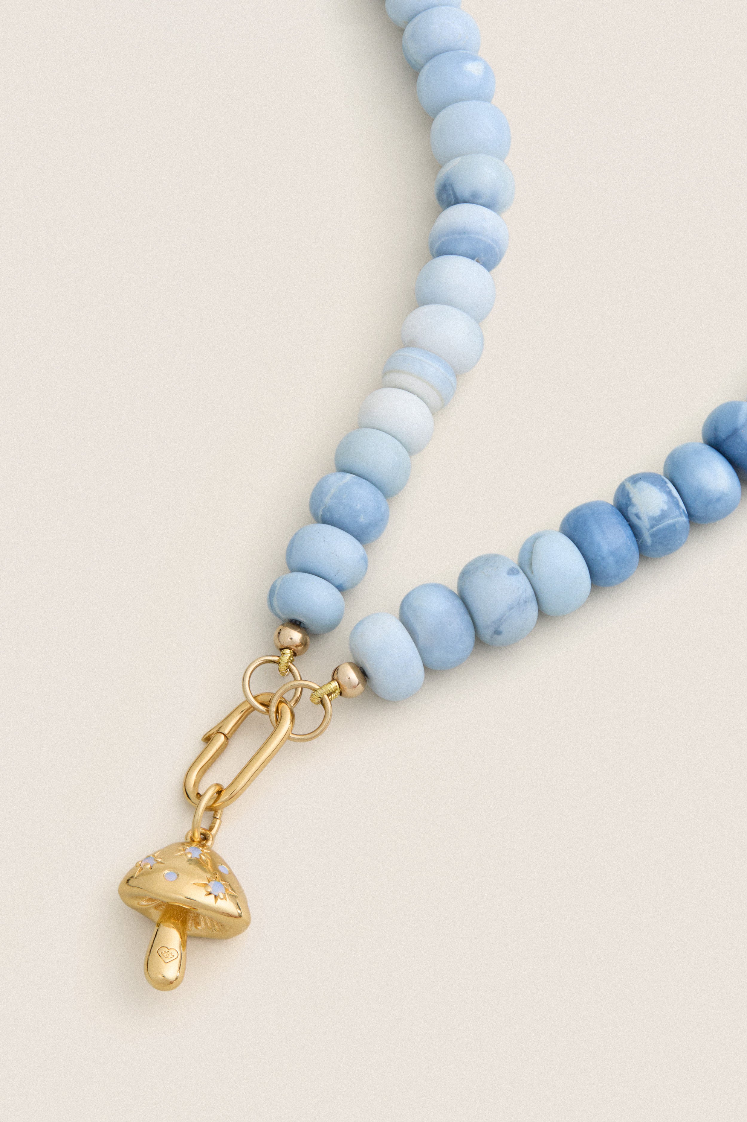 Shaded Blue Opal Gemstone Necklace with Shroomy Charm
