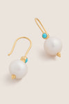 Pearl Earrings with Turquoise Stone