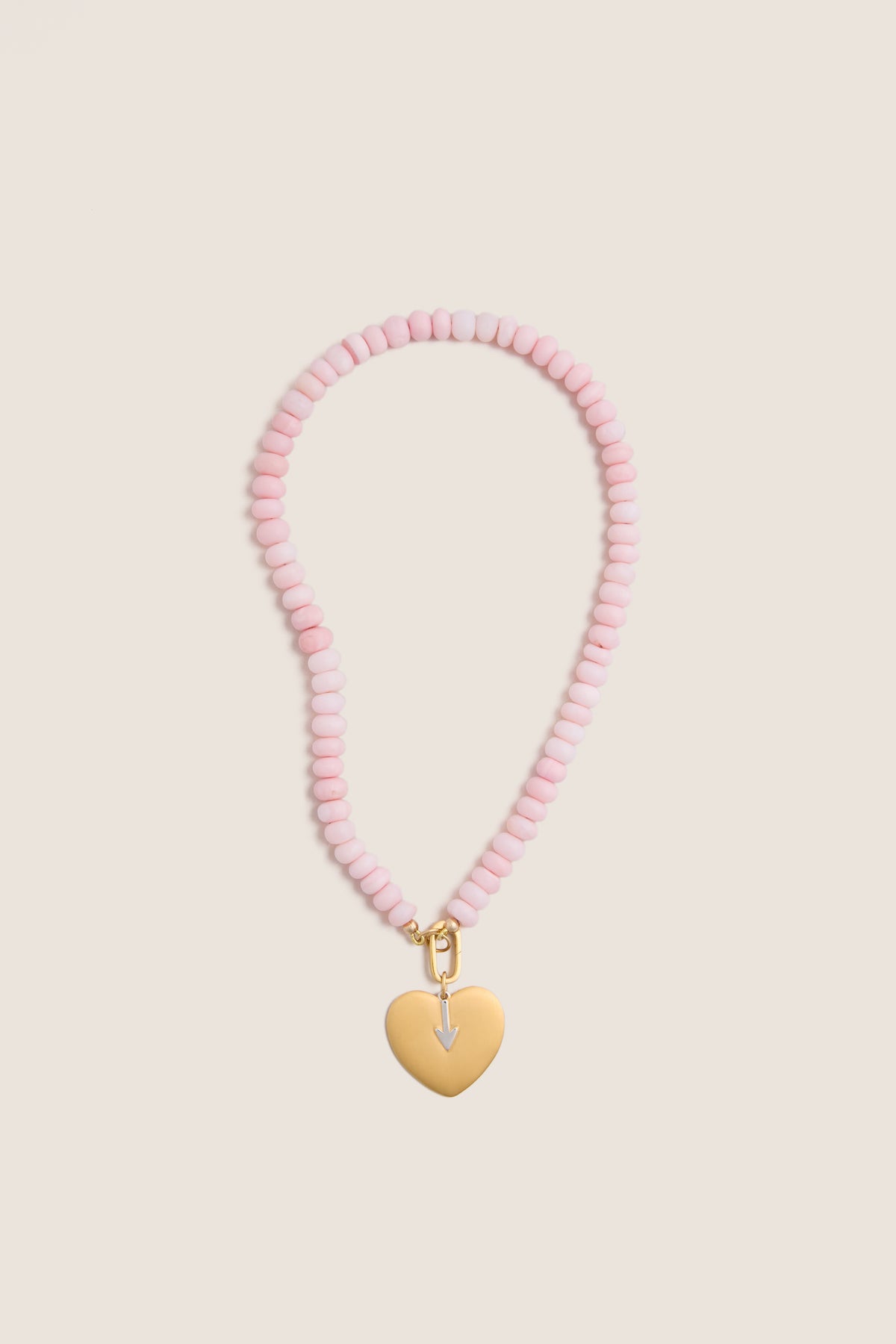 Light Pink Opal Gemstone Necklace with Simple Heart Charm