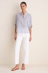 Indigo Stripe Organic Mandarin Collar Top