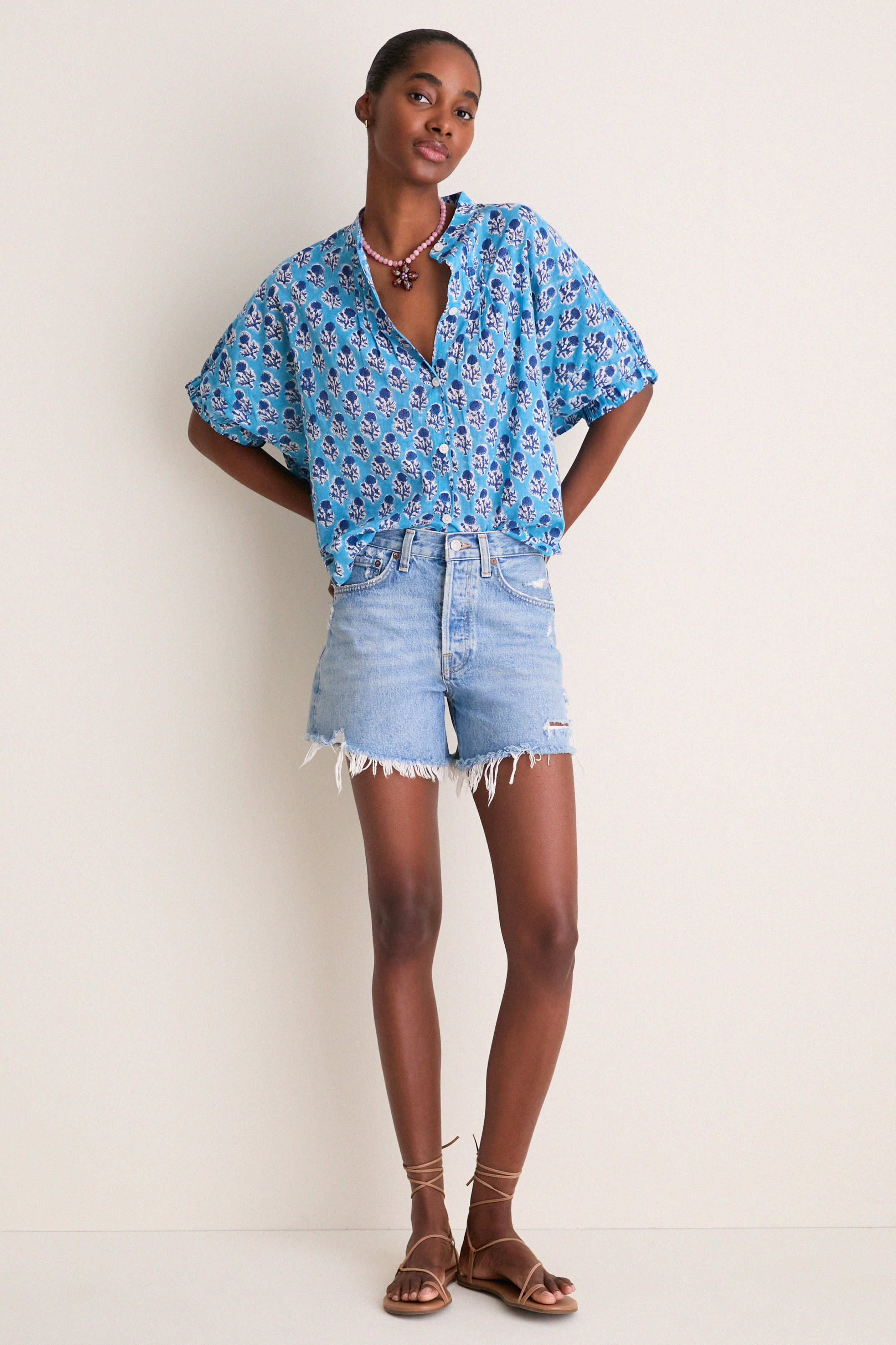 Little Marigolds Danube Organic Mandarin Collar Top