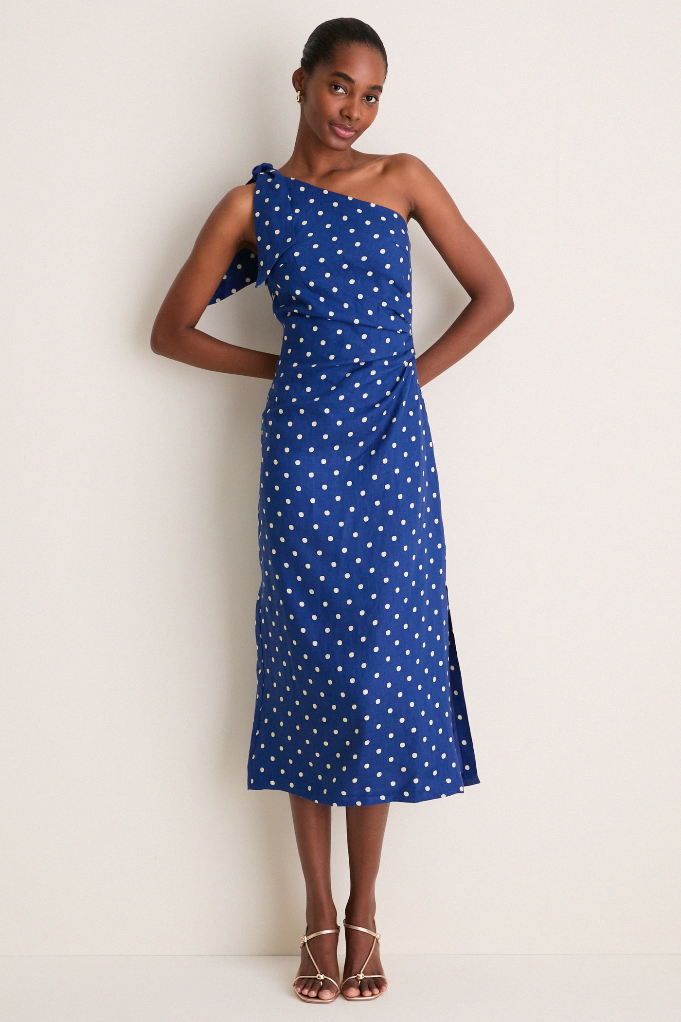 Navy and Yellow Lily Midi Dress