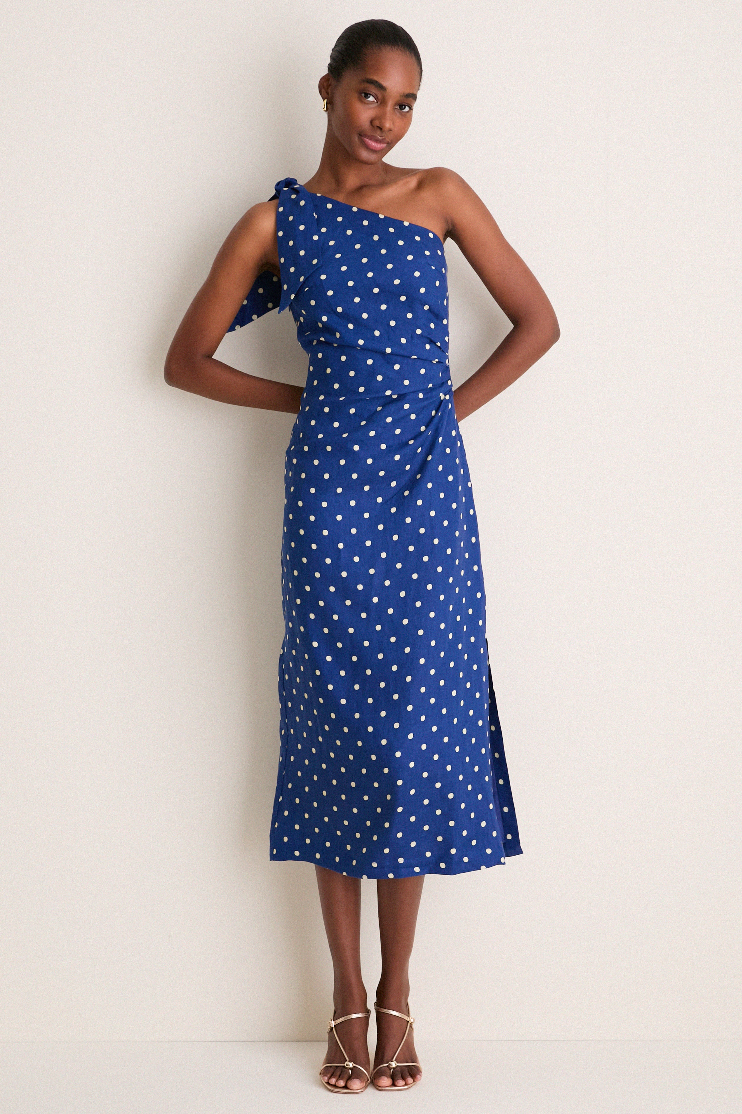 Navy and Yellow Lily Midi Dress