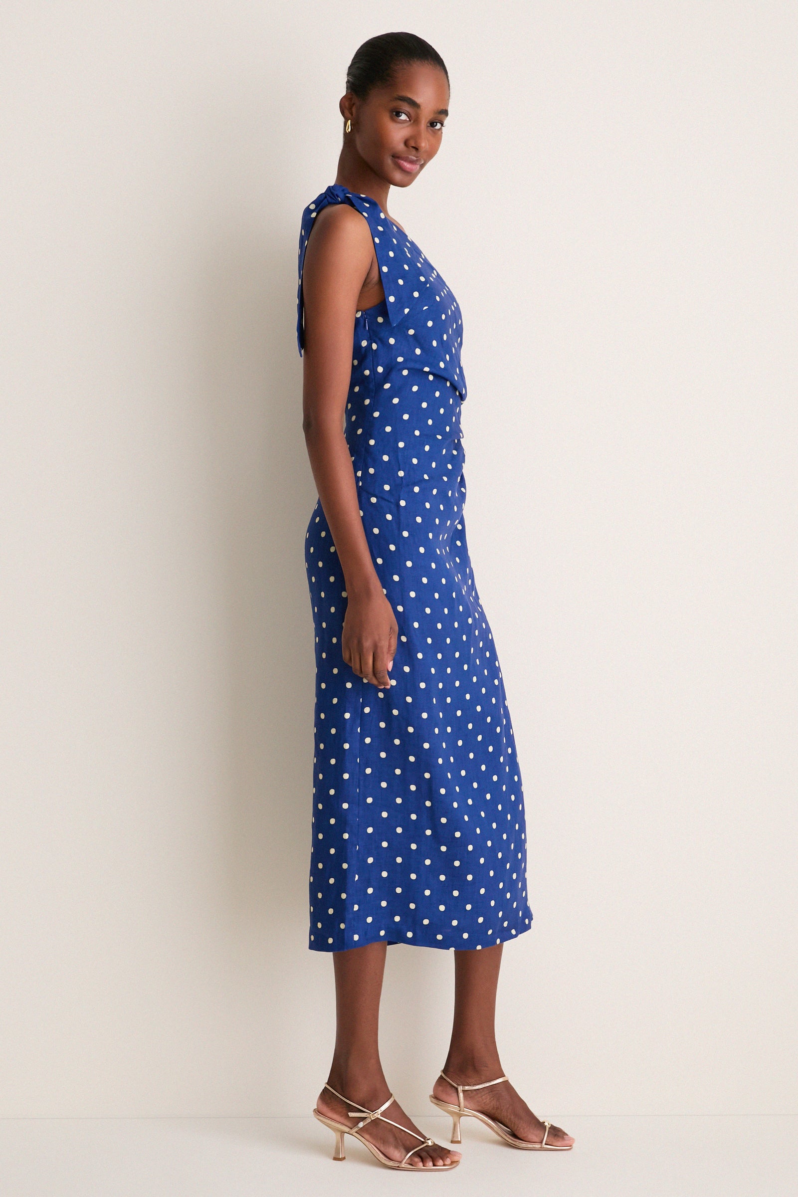 Navy and Yellow Lily Midi Dress