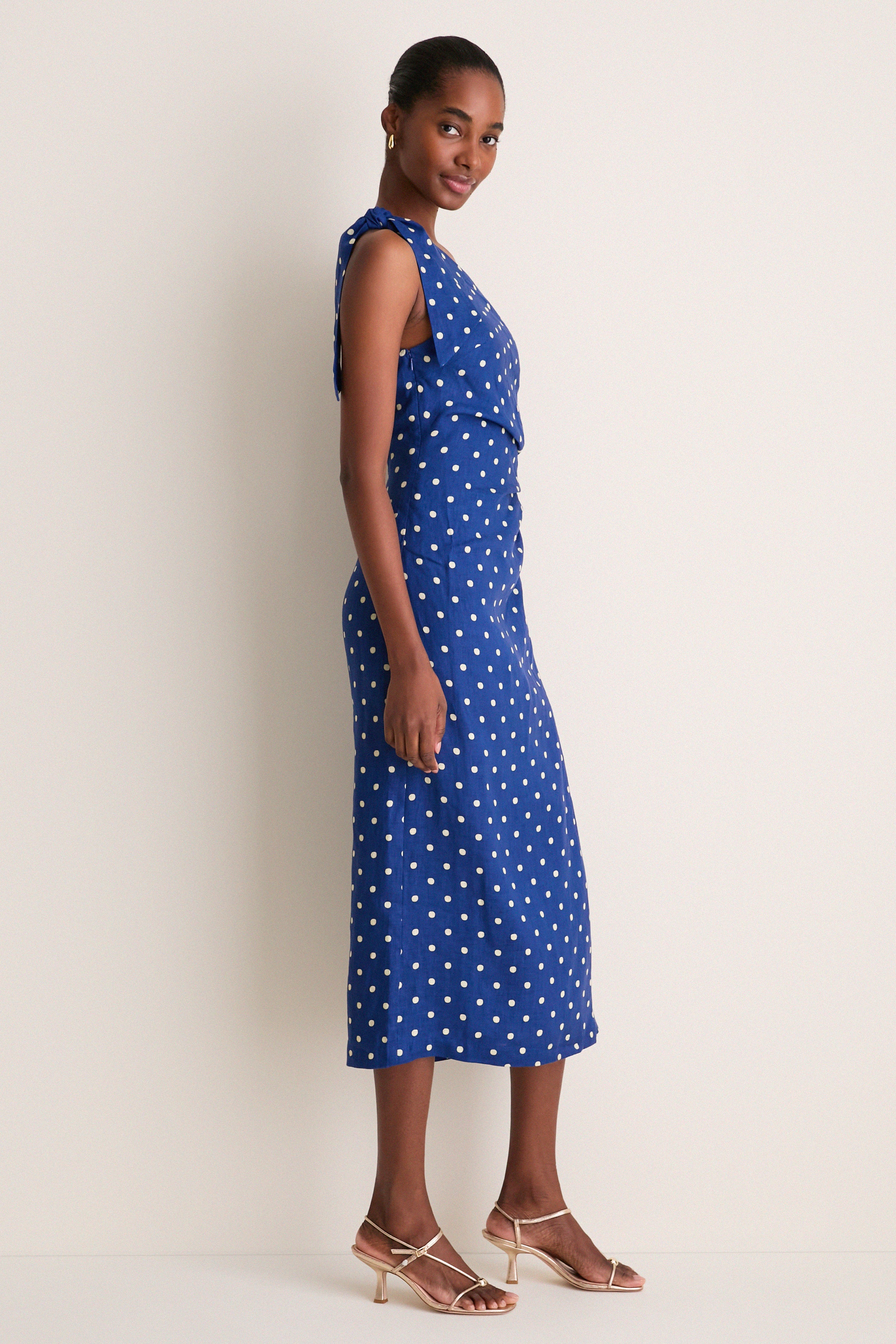 Navy and Yellow Lily Midi Dress