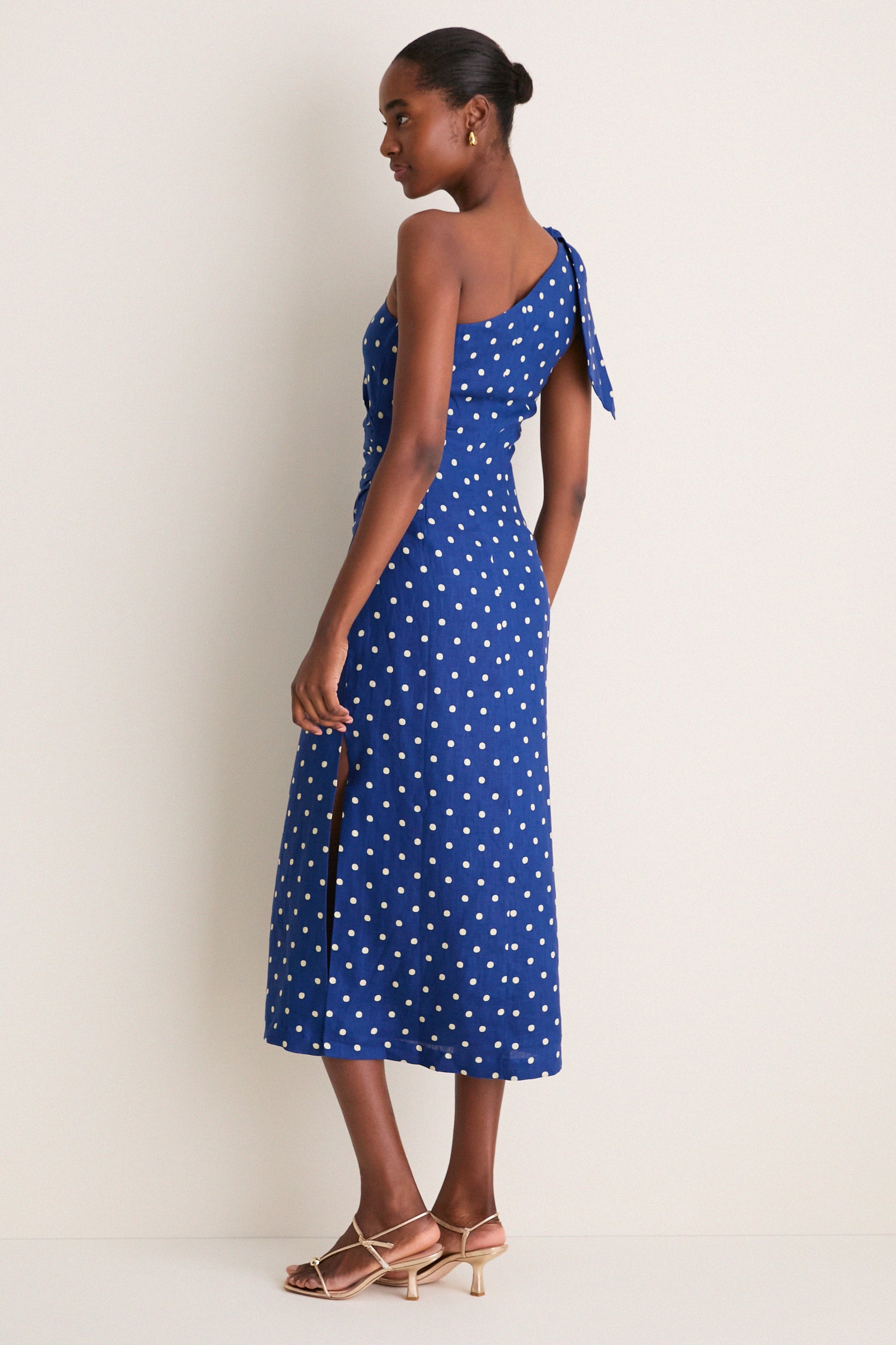 Navy and Yellow Lily Midi Dress