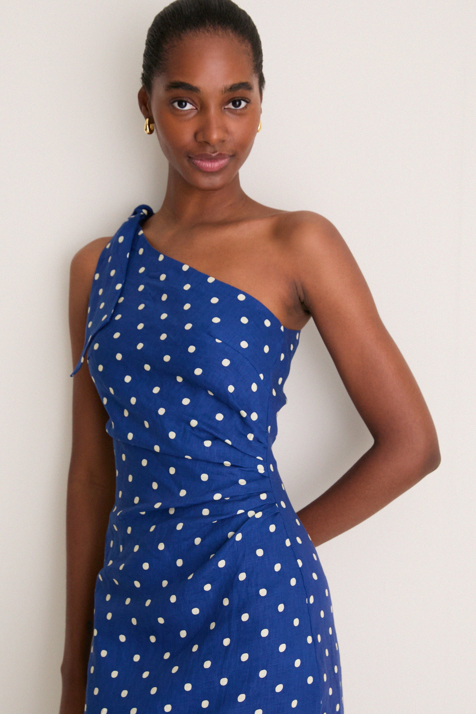 Navy and Yellow Lily Midi Dress