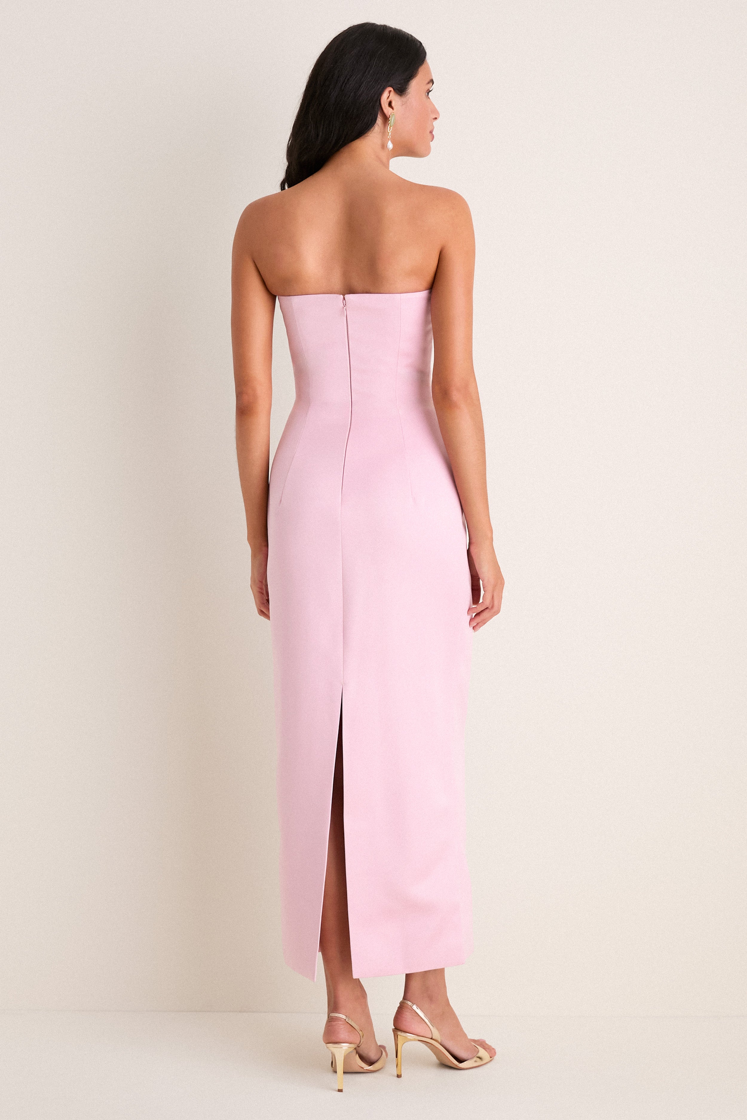 Pastel Pink Bouquet Print Rayna Embroidered Bustier Maxi Dress