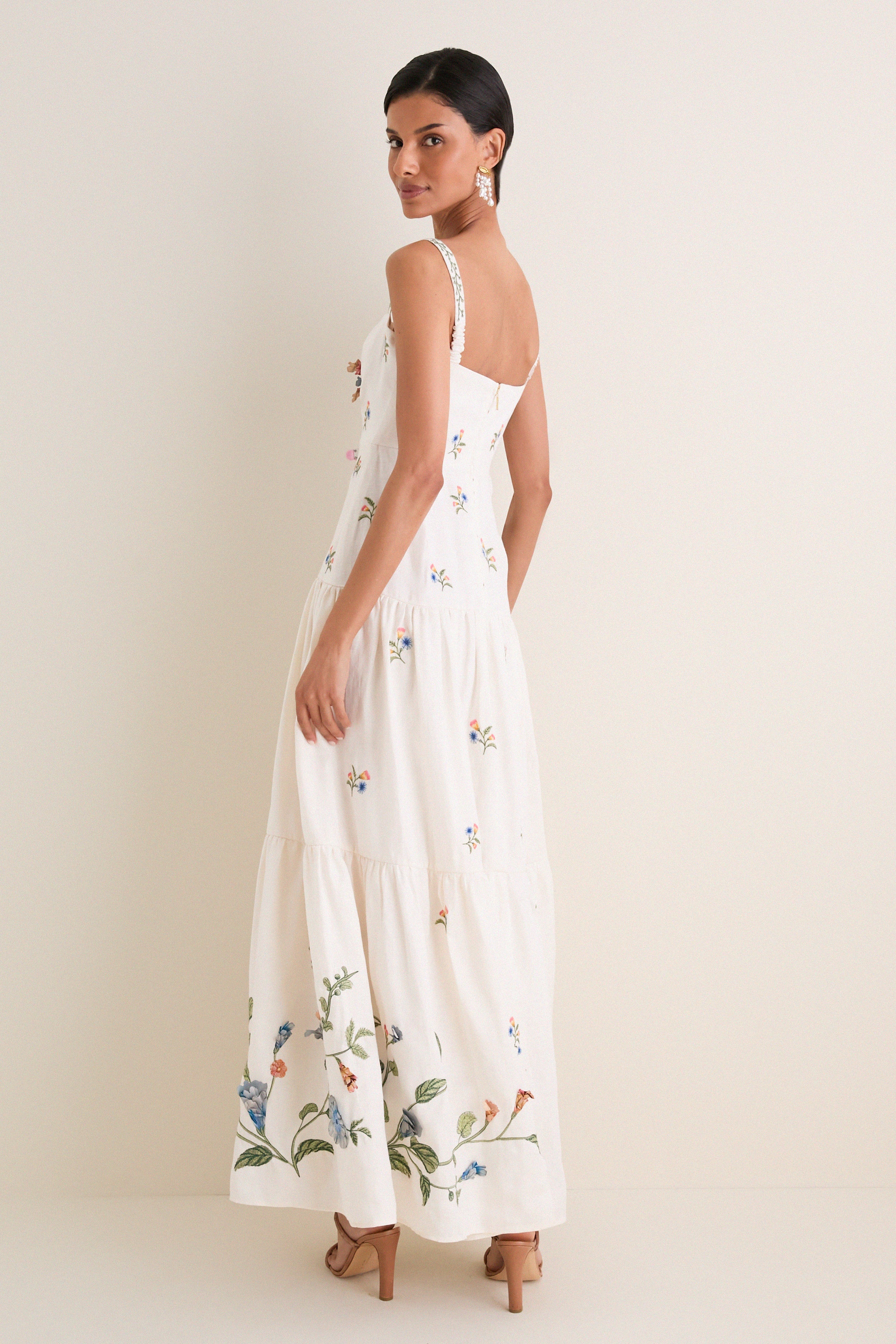 Agua by Agua Bendita Brisa Embroidered Lima Maxi Dress
