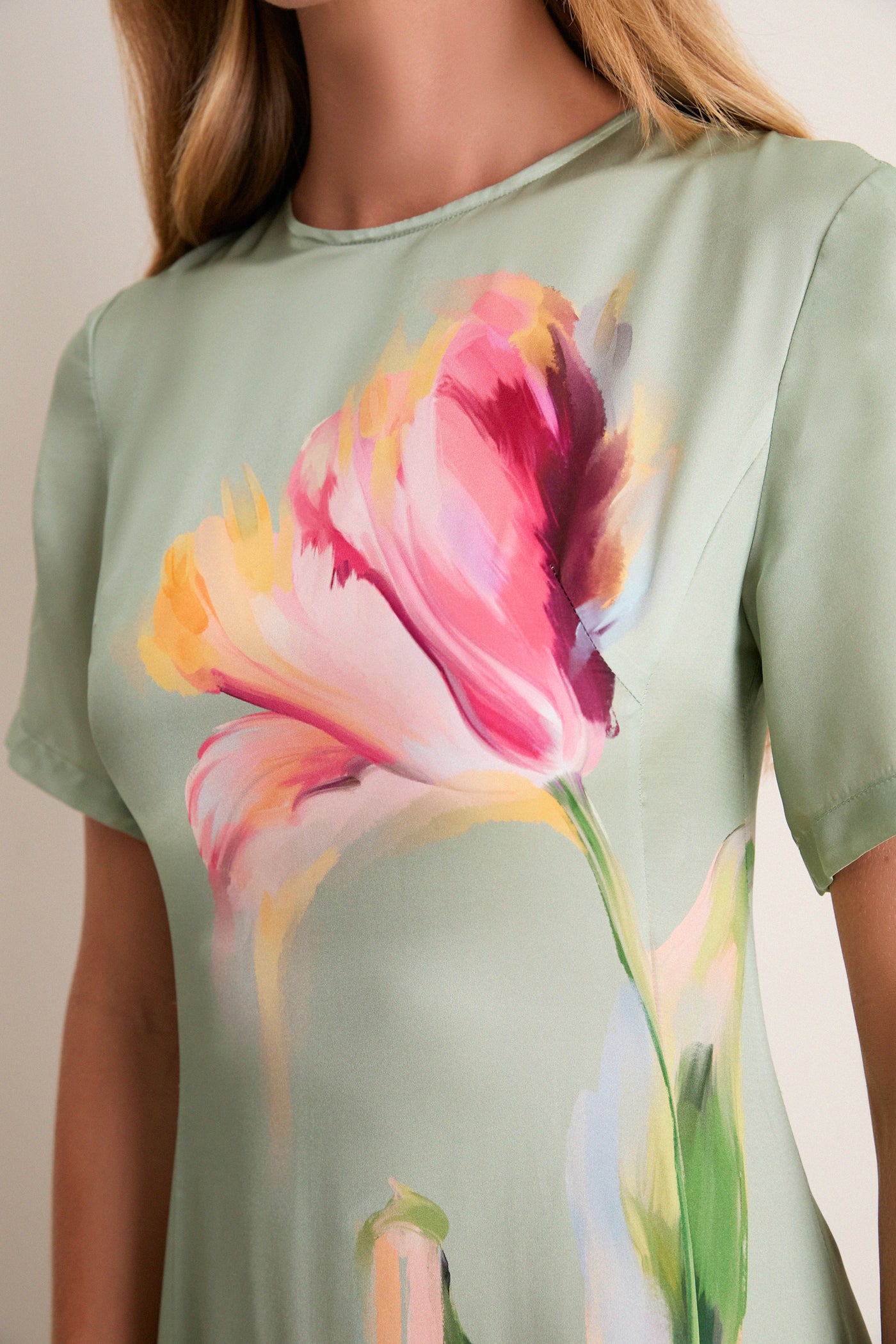 Green Tulip Print Alice Maxi Dress
