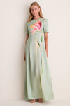 Green Tulip Print Alice Maxi Dress