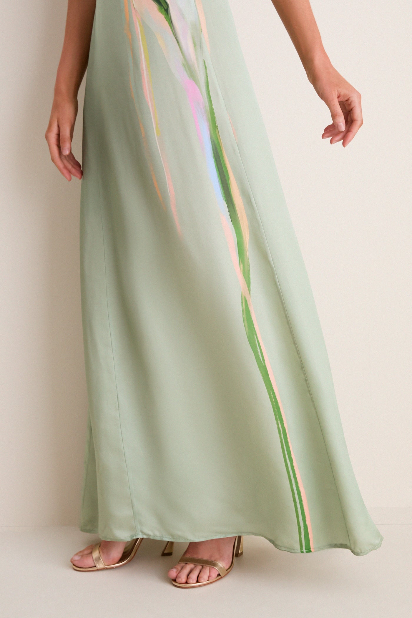 Green Tulip Print Alice Maxi Dress