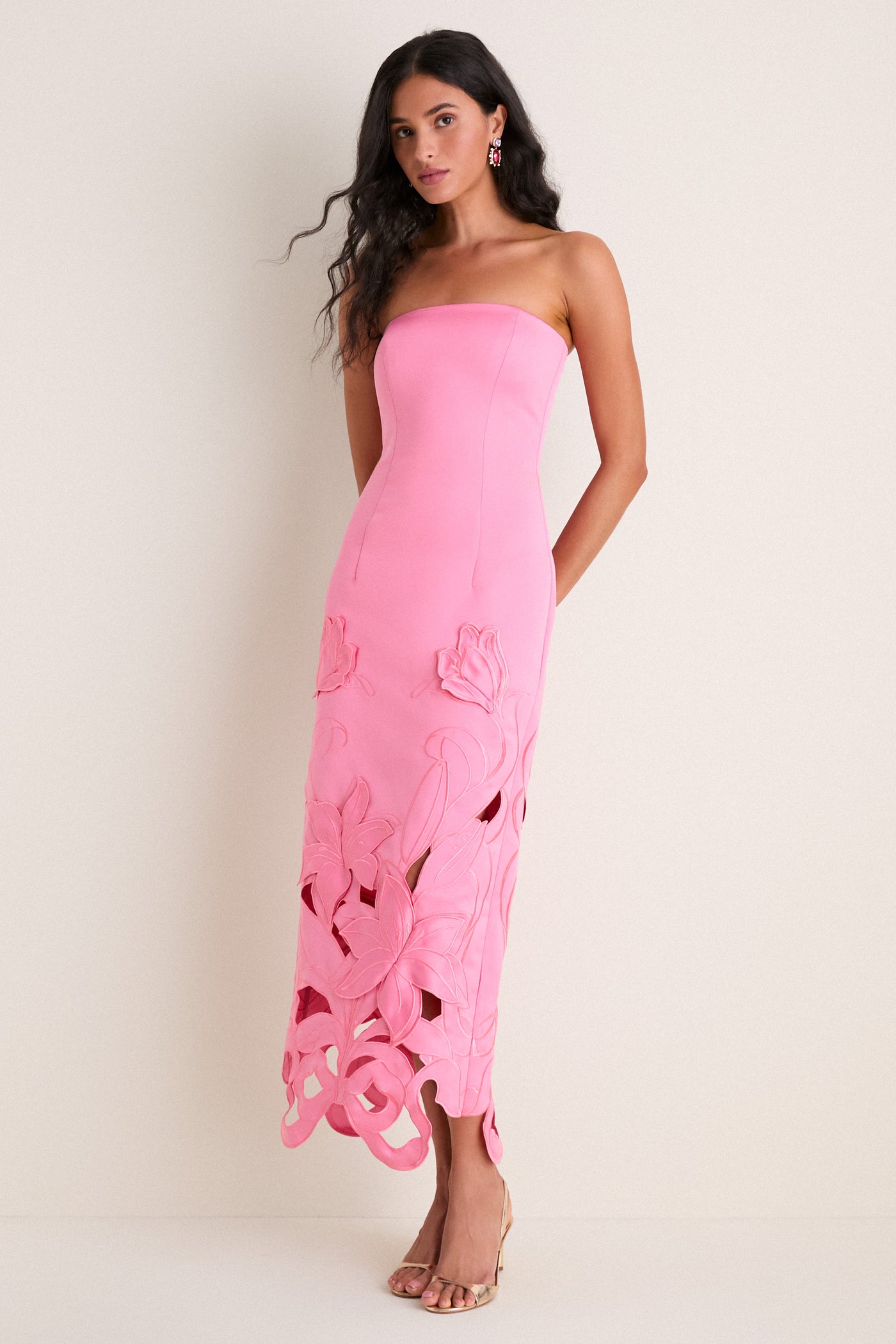 Fuschia Rayna Applique Bustier Maxi Dress