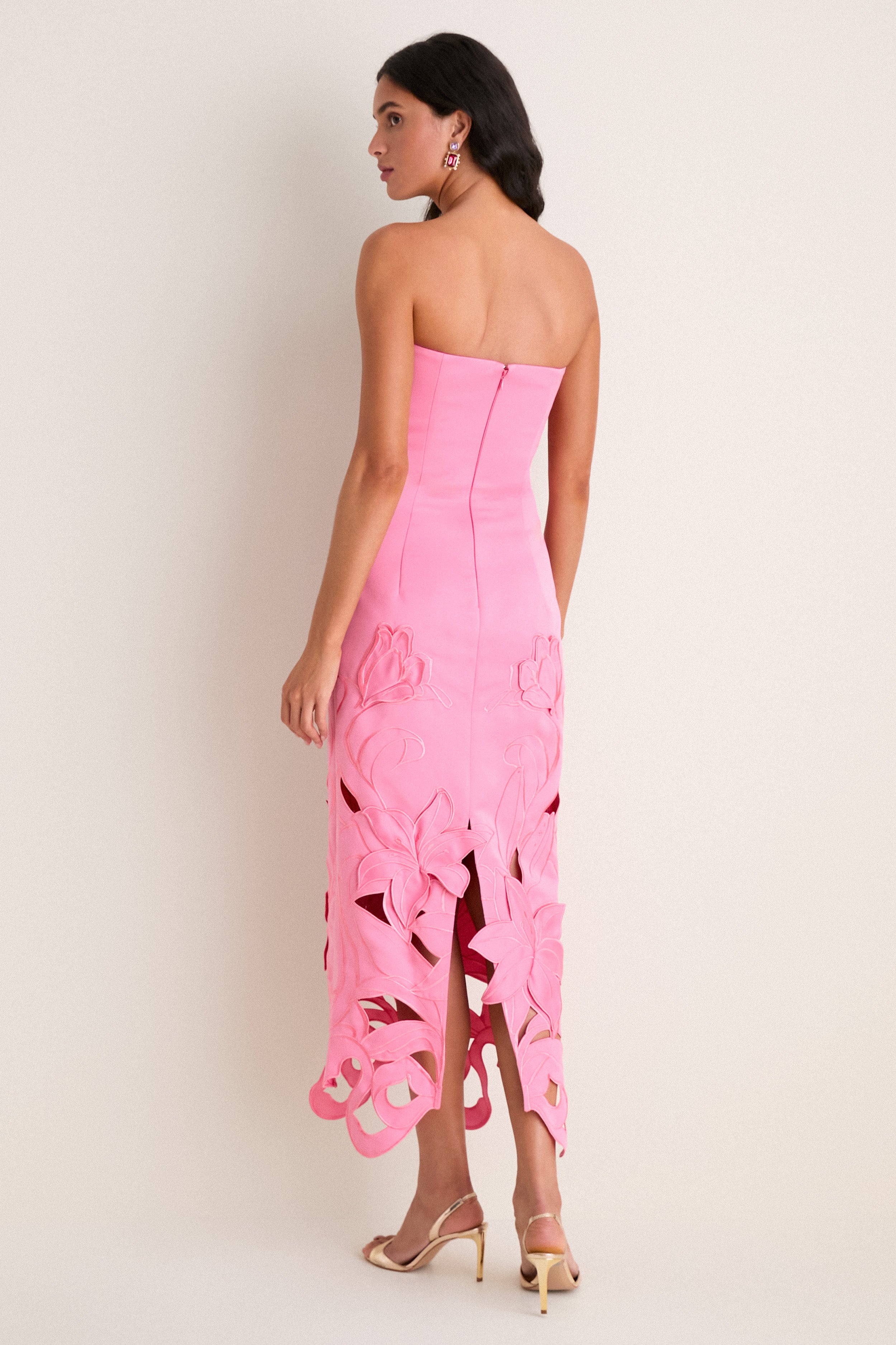 Fuschia Rayna Applique Bustier Maxi Dress