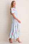 Blue Tulipe Print Becca Midi Dress