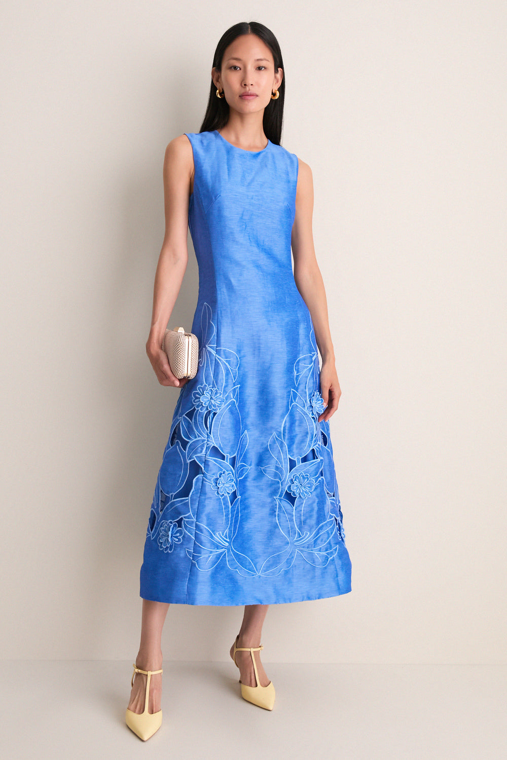 Azure Cleo Applique Midi Dress