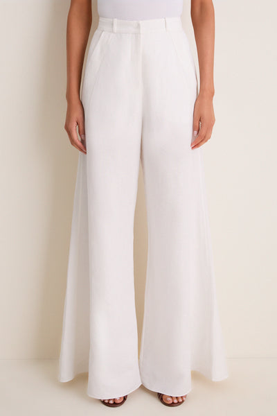high waisted dress pants white Adriana Degreas Timeless Wide Leg White / XS LowStock:44039482572851 Girl Dress:3T Two side hip pockets Women's Chocolate Linen Look