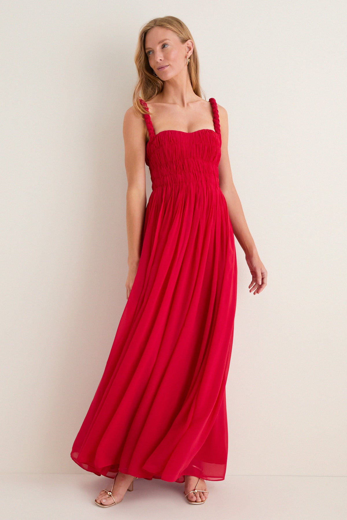 Leo Lin Vermilion Angelina Ruffled Gown Vermilion / 6