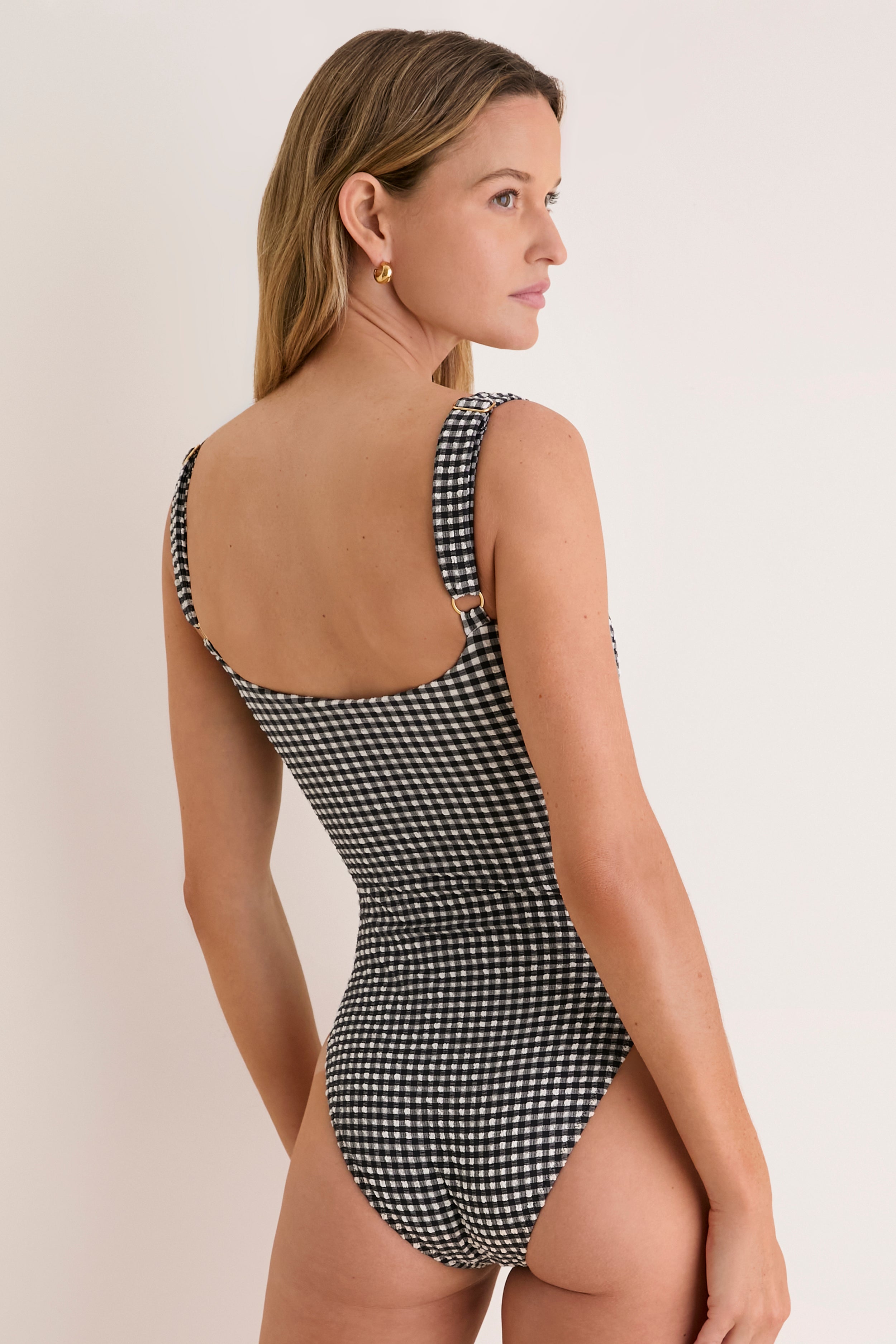 Black and White Gingham Victoria One Piece | Montce | Tuckernuck