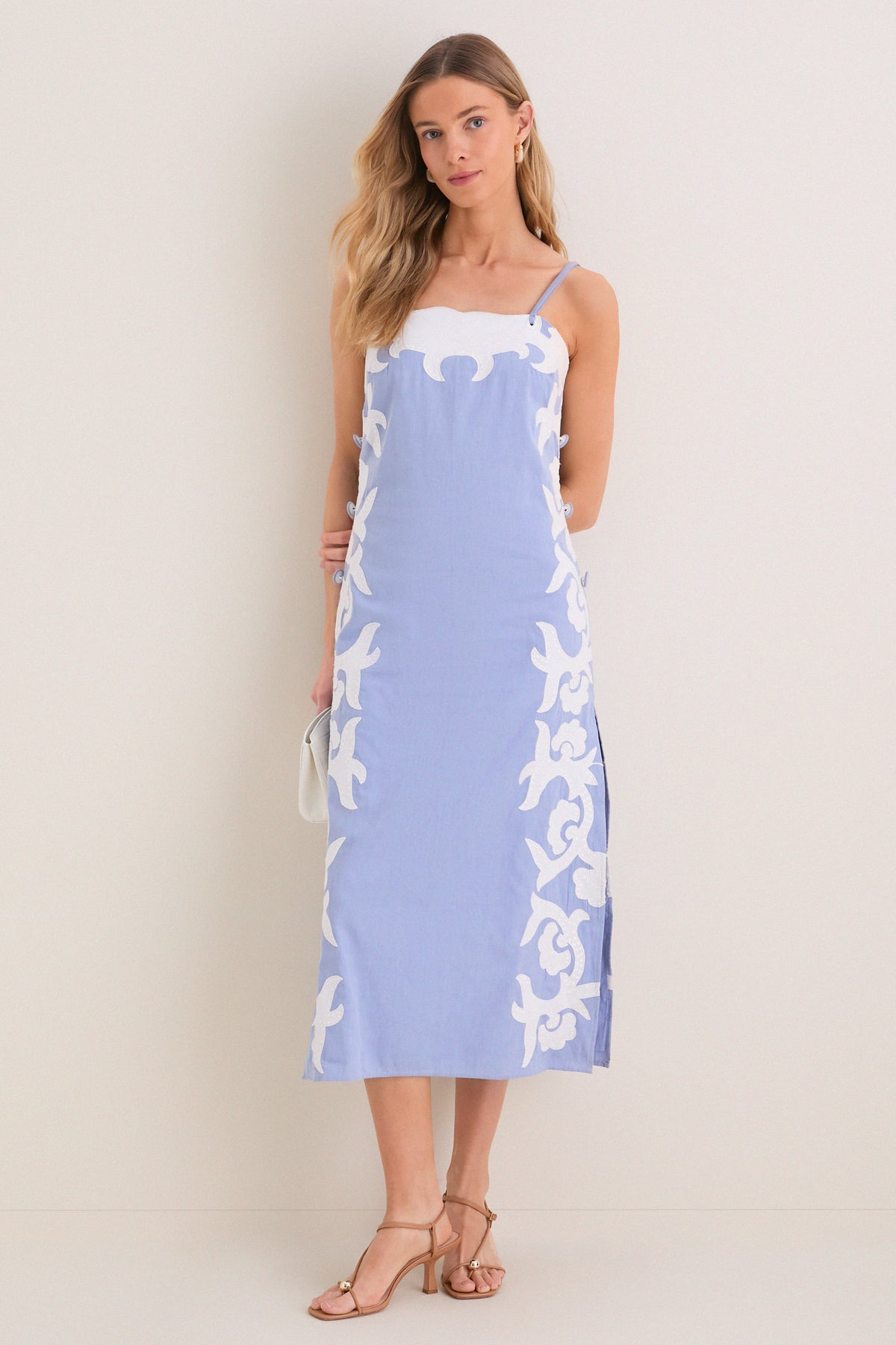 Light Blue Motif Denver Midi Dress