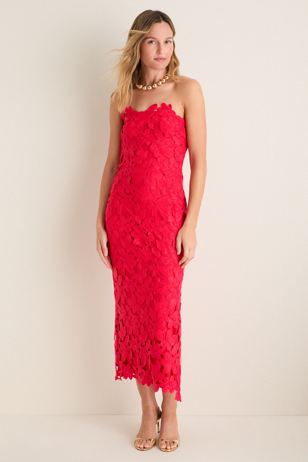 Cherry Red Philomena Midi Dress | Saylor Cherry Red Philomena Midi Dress | Saylor