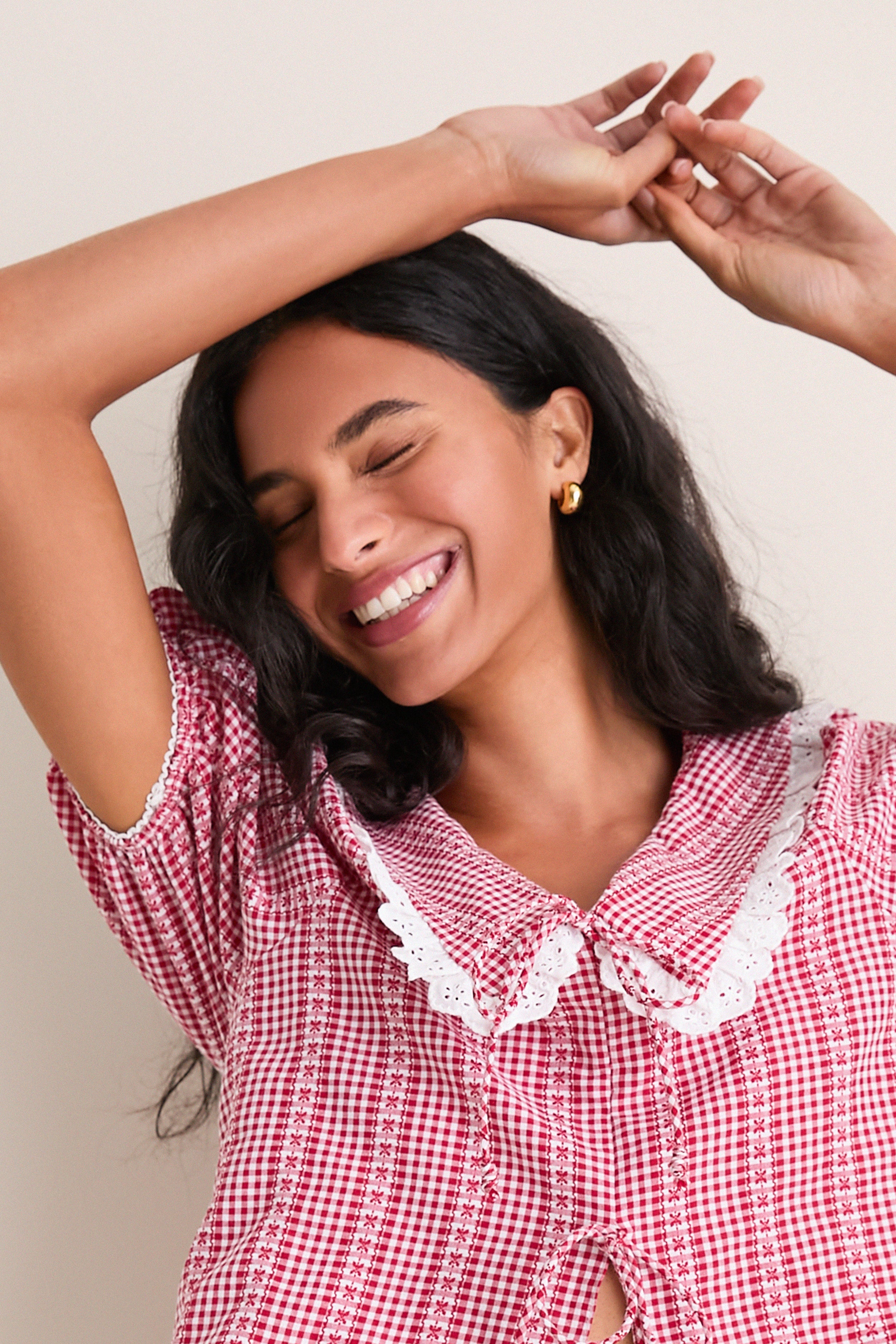 Red Gingham Toto Blouse | Saylor