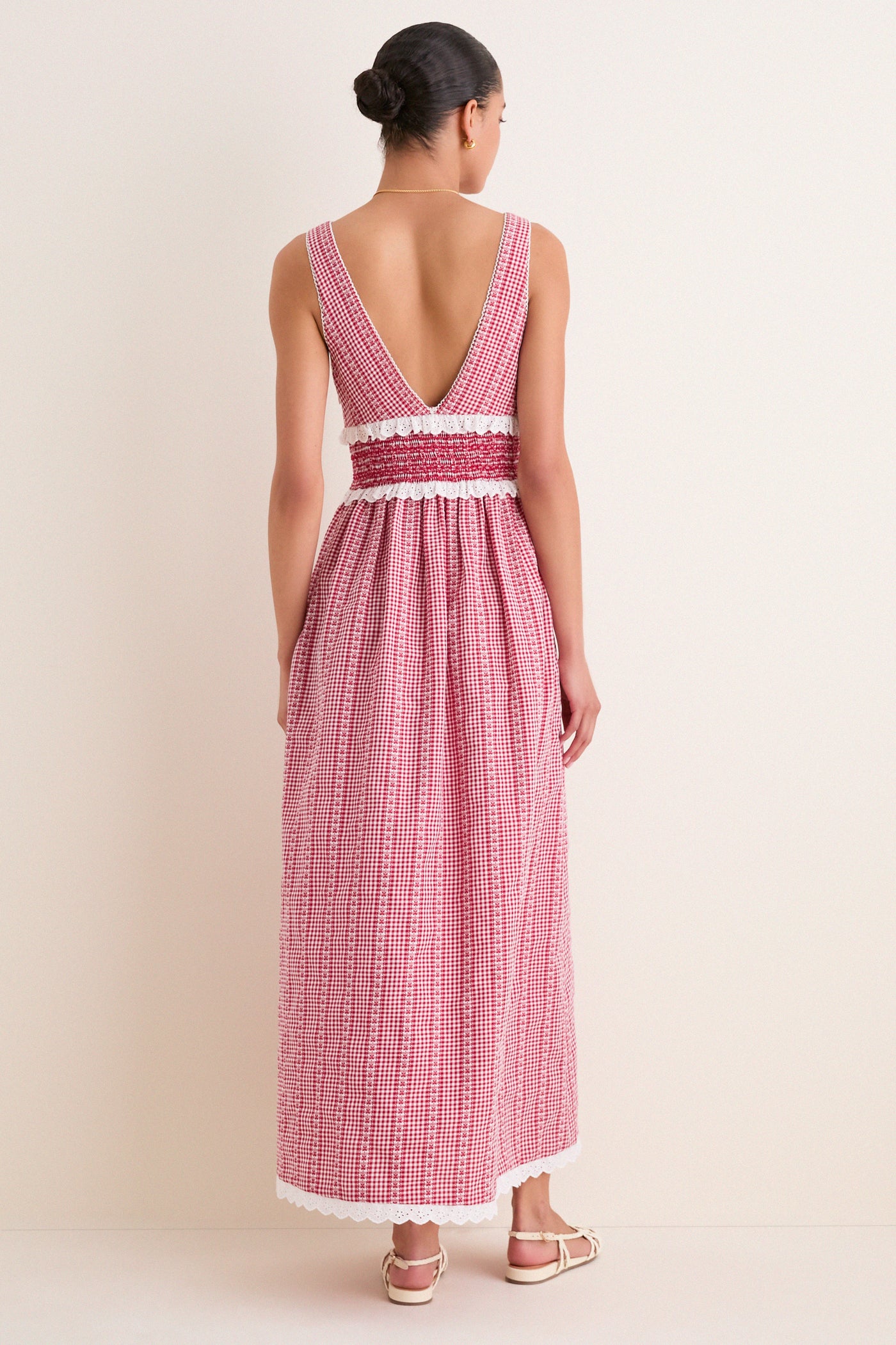 Red Gingham Karima Maxi Dress