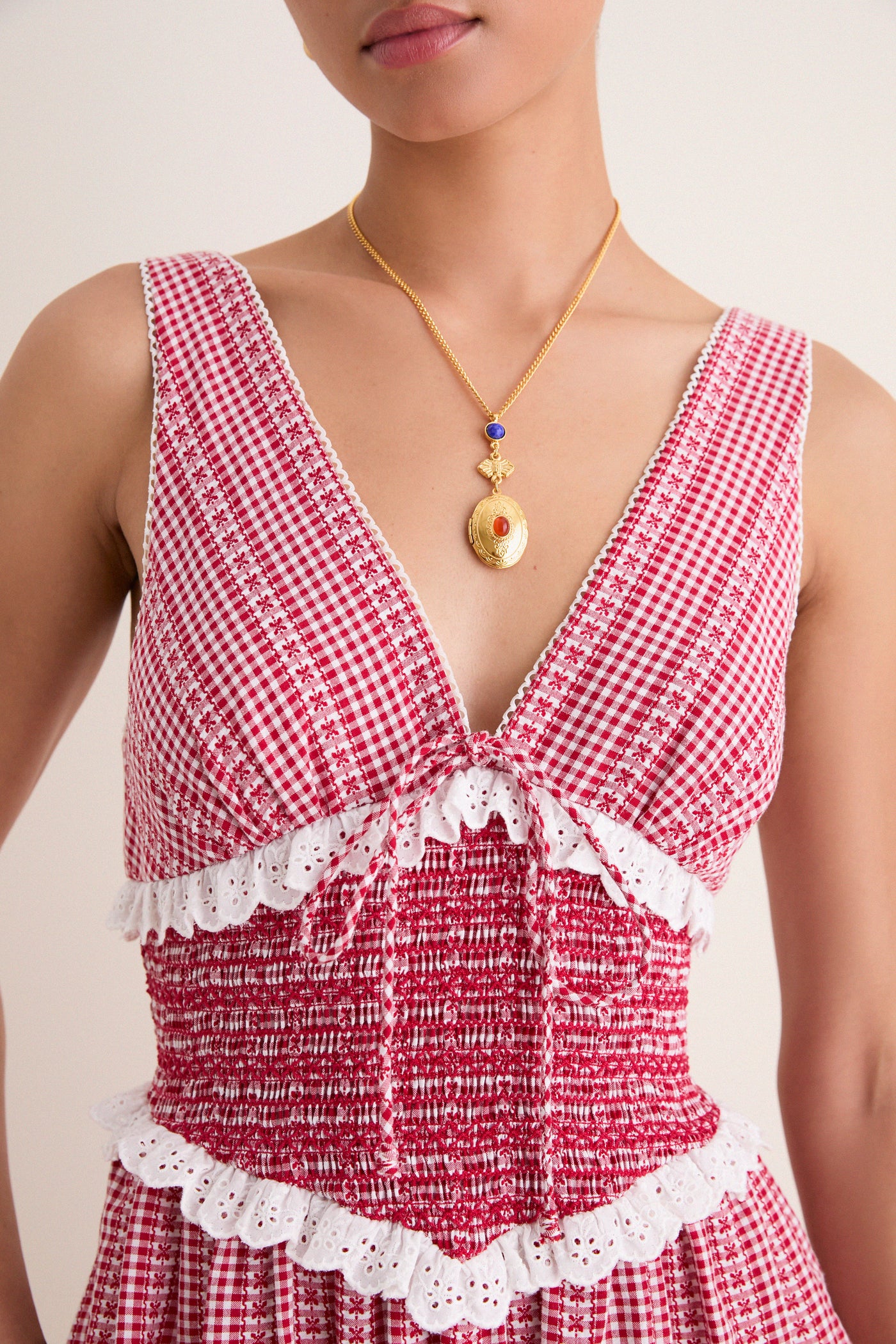red gingham maxi dress Saylor Red Gingham Karima Maxi Dress Red / M