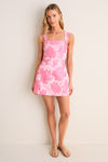 Pink Floral Jacquard Dionne Tulip Mini Dress