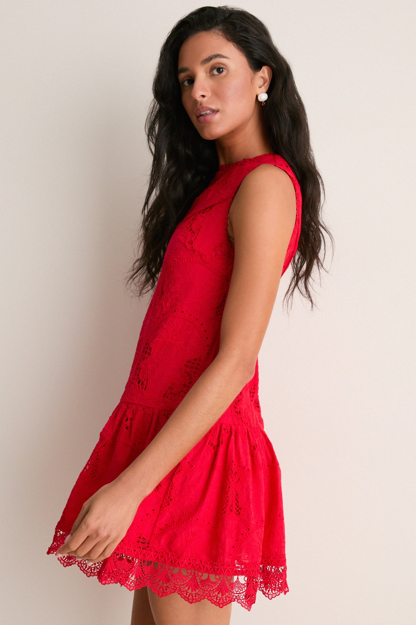 jolie red short sleeve mini dress SAU LEE Jolie Jacquard Mini Dress