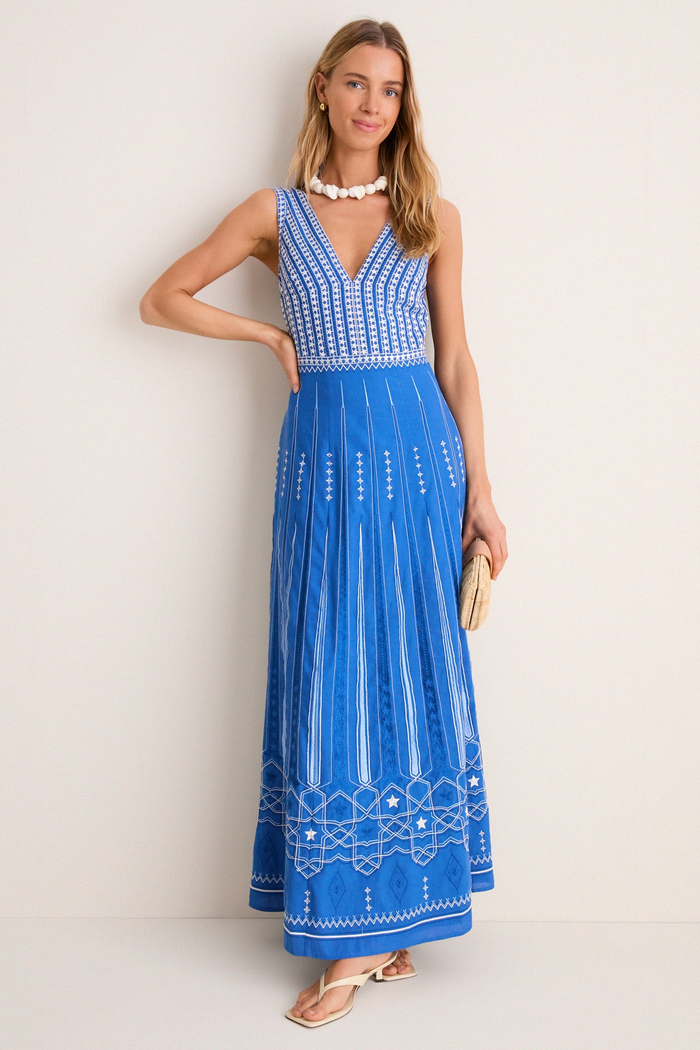 Blue Celestial Embroidery Nellie Dress