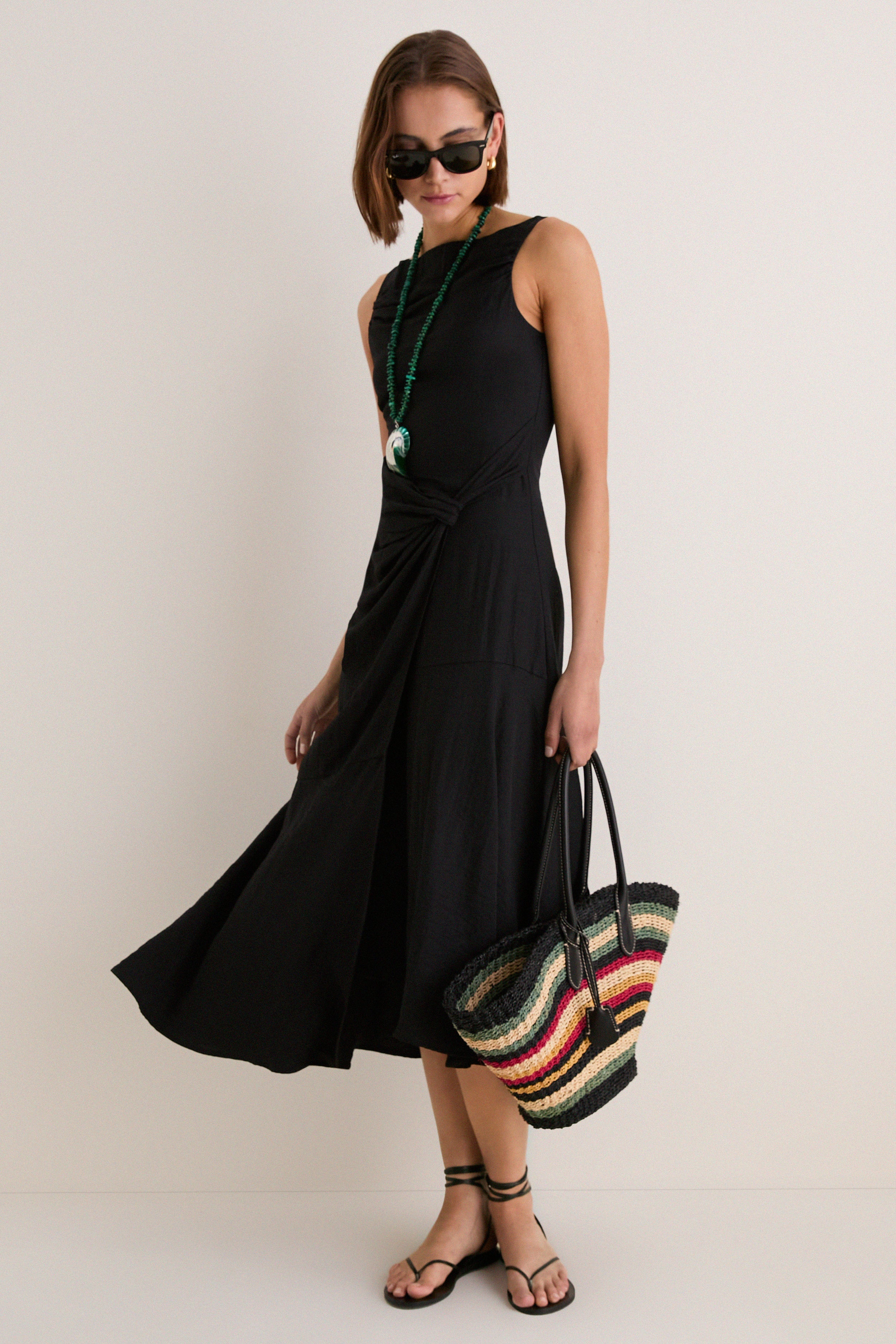 Black Cara Sleeveless Midi Dress