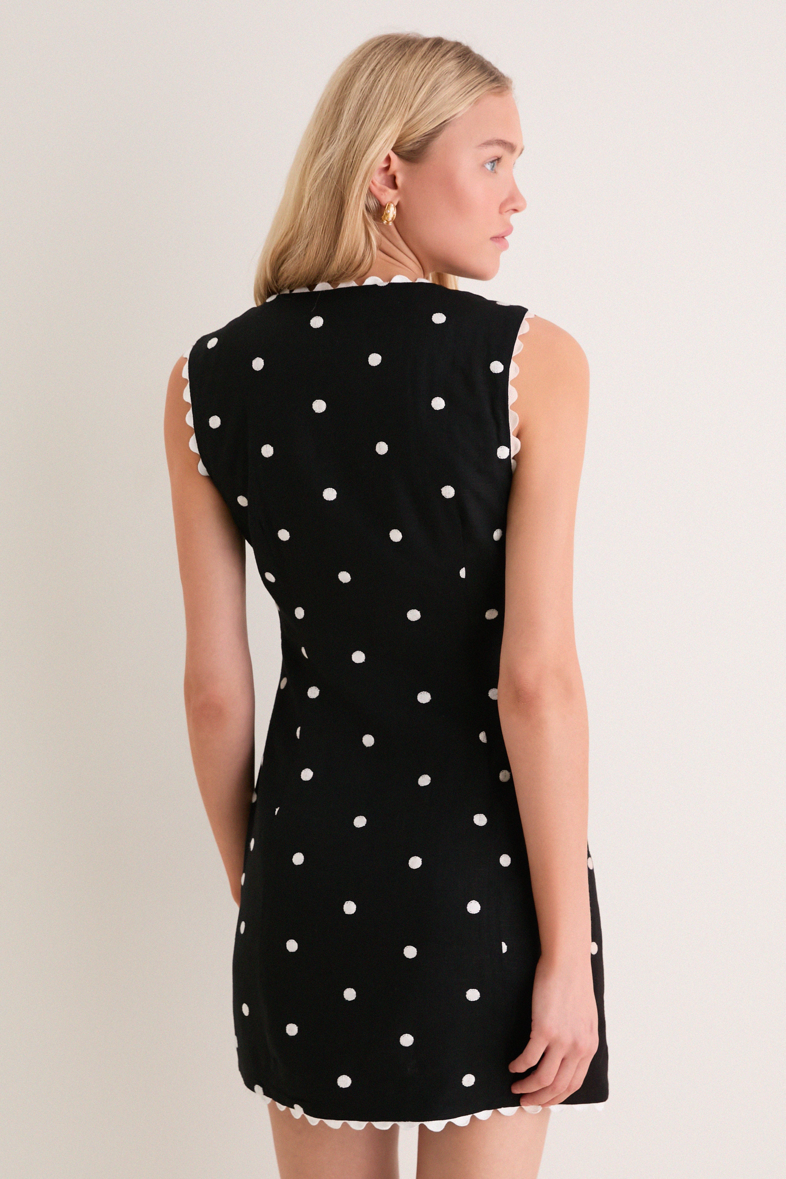 Black Heather Embroidered Mini Dress