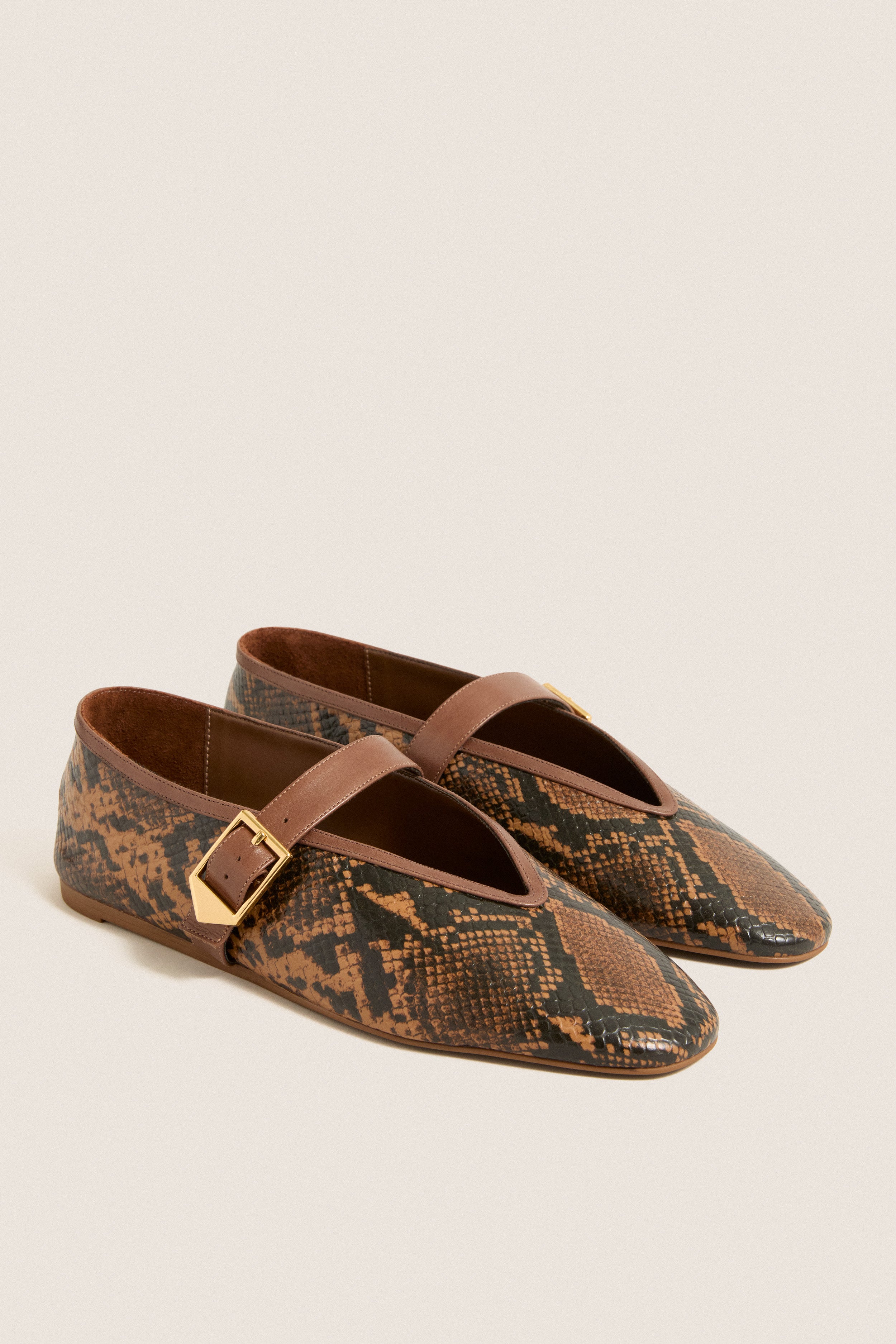 Pecan Brown Vick Buckle Flats