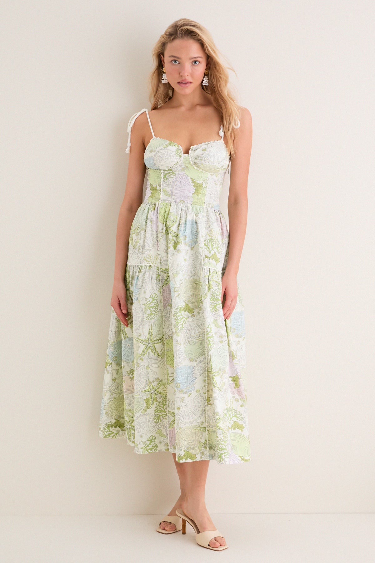 En Saison Women's Blair Printed Sleeveless Midi Dress - Ivory Olive